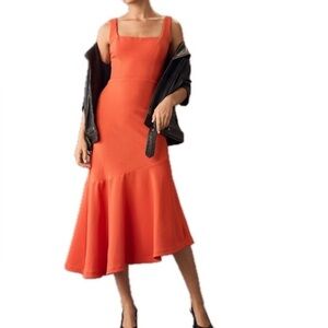 New!! Anthropologie The Ariana
Square-Neck Asymmetrical Ruffle-Hem Dress SP